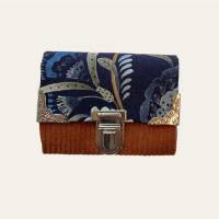 Mini-Portemonnaie aus Cord blau „Blue Flower“ Geldbörse Geldbeutel Wallet Brieftasche Bild 1