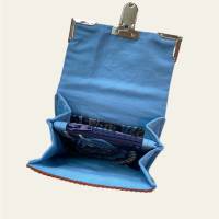 Mini-Portemonnaie aus Cord blau „Blue Flower“ Geldbörse Geldbeutel Wallet Brieftasche Bild 2