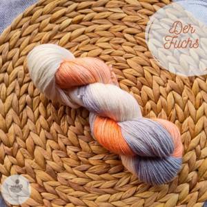 Luxuriöse Sockenwolle 4-fädig mit Schurwolle und Seide in fuchsigen Farben zum Stricken oder Häkeln - 425m/100g Bild 3