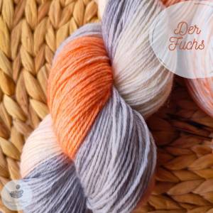 Luxuriöse Sockenwolle 4-fädig mit Schurwolle und Seide in fuchsigen Farben zum Stricken oder Häkeln - 425m/100g Bild 7