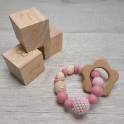 Baby Greifling kleine Blume Rosa