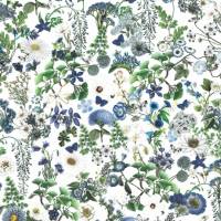 Westfalenstoffe Canterbury weiß blaue Blumen Schmetterlinge 100% Baumwolle Webware Druckstoff Bild 1