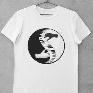 T-Shirt Ying und Yang Klavier Asien Musik bedrucktes T-Shirt T Shirt Baumwolle DTF Druck Bild 1