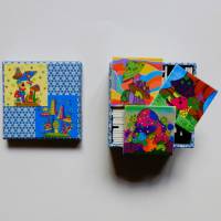 Handmade Legespiel für Erwachsene bunte Pilze 24 Paare 48 Karten Schachtel 7 x 7 x 4 cm Bild 1