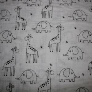 15,00 EUR/m Musselin Double Gauze Afrika Giraffen Elefanten auf weiß Bild 4