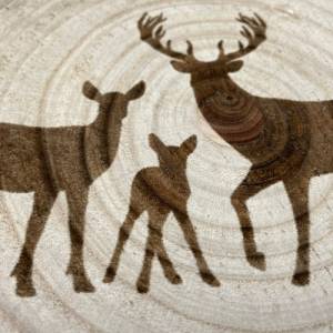 Wandbild aus Baumscheibe mit Hirschen Bild 7