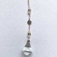 Lichtfänger „Mandala“ - Deko-Anhänger mit Kristallen, Glasschliffperlen, Rocailles und Mandala-Verbinder rosa Bild 4