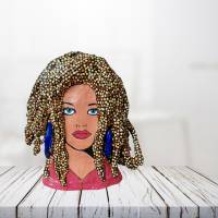 Skulptur Frauenkörper Pop Art Büste "Frau mit Dreadlocks und Ohrringen" Bild 9