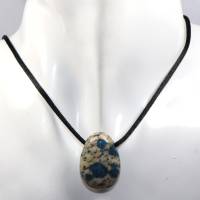 Azurit in Granit | Halskette mit Band oder Silber 925 --- Stein-Größe: 28 x 19 mm Bild 2