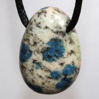 Azurit in Granit | Halskette mit Band oder Silber 925 --- Stein-Größe: 28 x 19 mm Bild 4