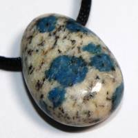 Azurit in Granit | Halskette mit Band oder Silber 925 --- Stein-Größe: 28 x 19 mm Bild 5