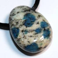 Azurit in Granit | Halskette mit Band oder Silber 925 --- Stein-Größe: 28 x 19 mm Bild 6