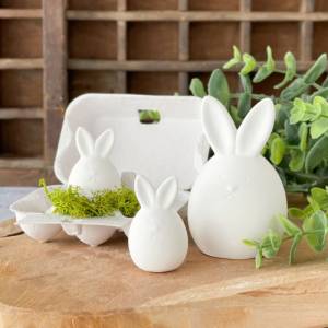 weiße Osterhasen aus Keramikgießmasse, in zwei Größen erhältlich | süße Hasenfamilie als Osterdeko Bild 1