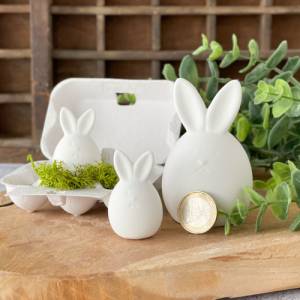 weiße Osterhasen aus Keramikgießmasse, in zwei Größen erhältlich | süße Hasenfamilie als Osterdeko Bild 5
