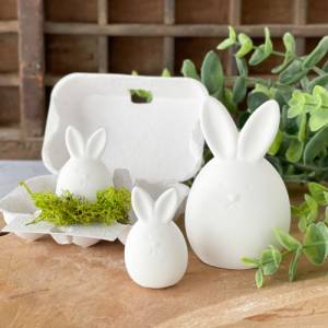 weiße Osterhasen aus Keramikgießmasse, in zwei Größen erhältlich | süße Hasenfamilie als Osterdeko Bild 6