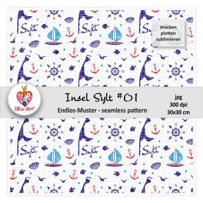 Endlosmuster Insel Sylt #01 – Digipapier Nahtlosmuster für Stoffdesign, Scrapbooking & DIY