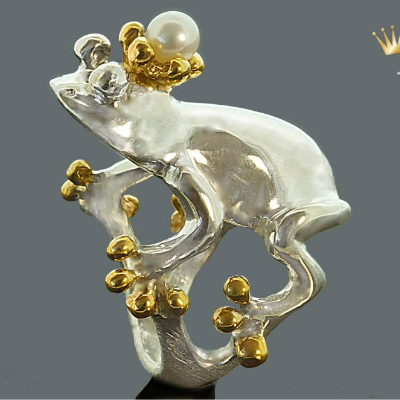 Goldschmiede Silberring, mit Vergoldung 