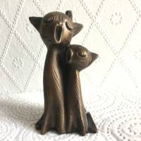 Vintage Bronzefigur - Singende Kätzchen - aus massiver Bronze fein ziseliert aus den 70er Jahren Bild 1
