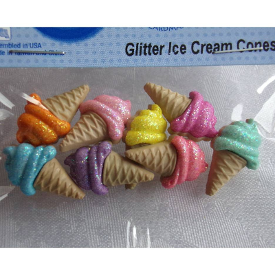 Dress it up Knöpfe    Eis in der Waffel   (1 Pck.)  Glitter Ice Cream Cones