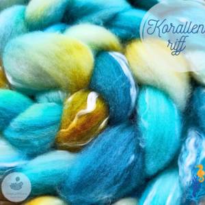 Handgefärbter Kammzug aus weichem Merino und glänzendem Tencel in ozeanischen Farben zum Handspinnen oder Filzen - 100g Bild 4