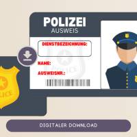Personalisierte Mitgebsel Ausweise für kleine Polizisten | Mitgebsel Kindergeburtstag Polizei | Polizeiparty AUSWEIS | D Bild 1