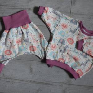 Babyset/Kinderset/Kleidungsset/Oversized-Pulli/Pumphose/Babypulli/Babyhose/Mitwachshose/Giraffe/rosa Bild 1
