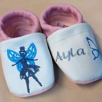 Krabbelschuhe Lauflernschuhe Puschen Baby Schuhe Leder personalisiert  Elfe Bild 3