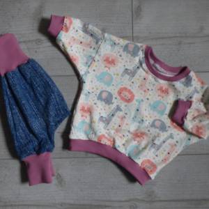 Babyset/Kinderset/Kleidungsset/Oversized-Pulli/Pumphose/Babypulli/Babyhose/Mitwachshose/Giraffe/rosa Bild 2