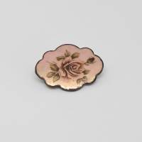Vintage Brosche zum Anstecken Kupfer Emaille Arbeit Rose Floral Blume 60er Jahre Handarbeit Bild 2