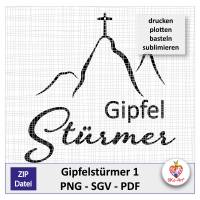 Gipfelstürmer Berg Gipfelkreuz, digitale Datei png/pdf/svg, zum plotten drucken basteln sublimieren, private Nutzung Bild 1