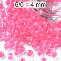 Rocailles - Perlen - inside color neon rosa - ca. 4mm - Glas Bild 1