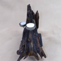 Wildholz Kerzenhalter aus einer Baumwurzel auf Schiefer Bild 4