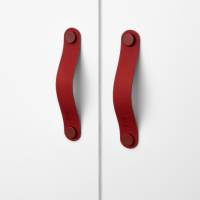 Ledergriffe Scarlet Serie "Arc" handgefertigte Möbelgriffe Kräftig Rot hell / Schrankgriffe in 30 Farben Bild 1