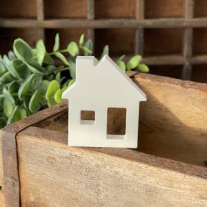 weiße Mini-Häuser, kleine Deko-Häuschen aus Keramikgießmasse Bild 6