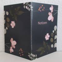 Notizheftchen Notizen mit Blumen und Zweigen auf Schwarz, DIN A6 Notizheft blanko, Paperback mit Softcover Bild 1