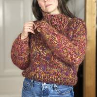 Mohairsweater, handgestricktes Einzelstück, Sweater Mohair, unisex, bunt, abnehmbarer Kragen Bild 2