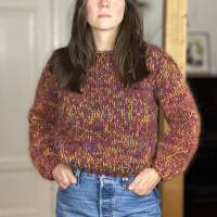 Mohairsweater, handgestricktes Einzelstück, Sweater Mohair, unisex, bunt, abnehmbarer Kragen Bild 5