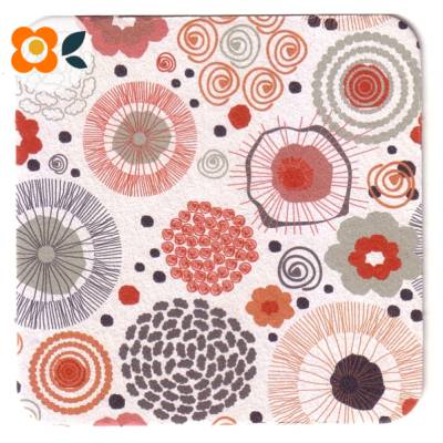 10 Bierdeckel Hippie Scandic Blumenmix, Untersetzer für Getränke mit graphischen Muster im Retrodesign