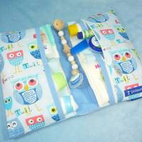 Windeltasche mit blauen Eulen auf hellblau | Wickeltasche für Baby unterwegs | Universaltasche | Mehrzwecktasche Bild 3