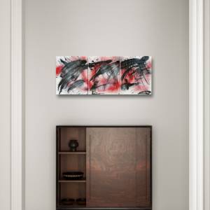 Modernes, abstraktes Triptychon auf Leinwand | 75x30cm | “Creatures in the Night” Serie #6 | einzigartige moderne Kunst Bild 3