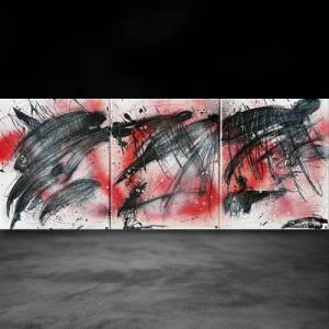 Modernes, abstraktes Triptychon auf Leinwand | 75x30cm | “Creatures in the Night” Serie #6 | einzigartige moderne Kunst Bild 7