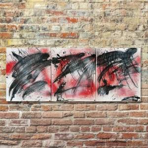 Modernes, abstraktes Triptychon auf Leinwand | 75x30cm | “Creatures in the Night” Serie #6 | einzigartige moderne Kunst Bild 8
