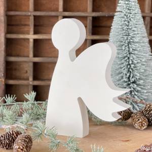 Weißer Weihnachtsengel aus Keramikgießmasse, Engel seitlich als weihnachtliche Dekoration Bild 1