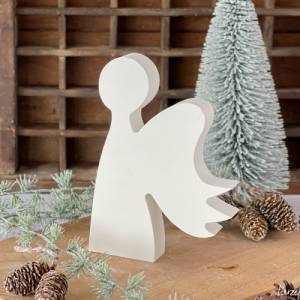Weißer Weihnachtsengel aus Keramikgießmasse, Engel seitlich als weihnachtliche Dekoration Bild 3