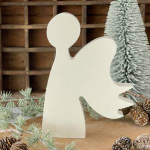 Weißer Weihnachtsengel aus Keramikgießmasse, Engel seitlich als weihnachtliche Dekoration Bild 6