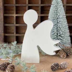 Weißer Weihnachtsengel aus Keramikgießmasse, Engel seitlich als weihnachtliche Dekoration Bild 7