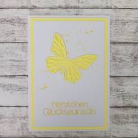Glückwunschkarte "Herzlichen Glückwunsch" mit Schmetterling, in gelb oder lila   |   Handmade Bild 2