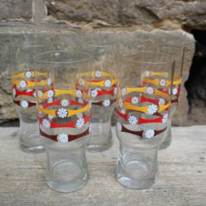 5 Limonadengläser 0,3 l Saftgläser Wassergläser Pop Art Gläser Vintage 70er Jahre DDR Bild 1