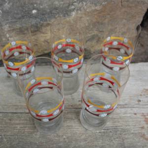 5 Limonadengläser 0,3 l Saftgläser Wassergläser Pop Art Gläser Vintage 70er Jahre DDR Bild 3
