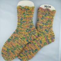 Socken Größe 38/39, handgestrickt, Stricksocken Wollsocken Bild 1